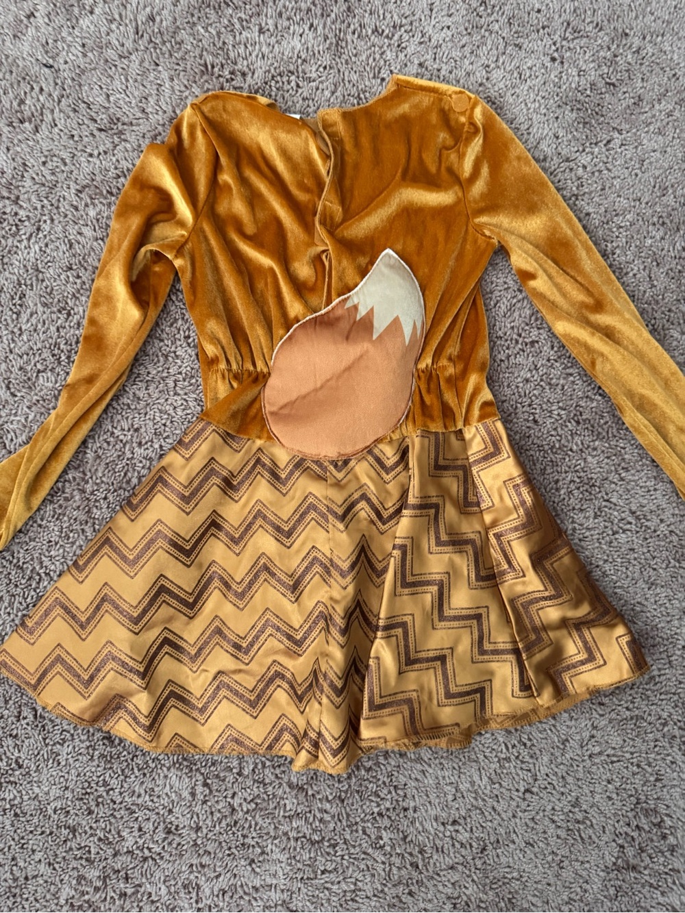 Girls Gold Fox Dress Costume with Tail Accent